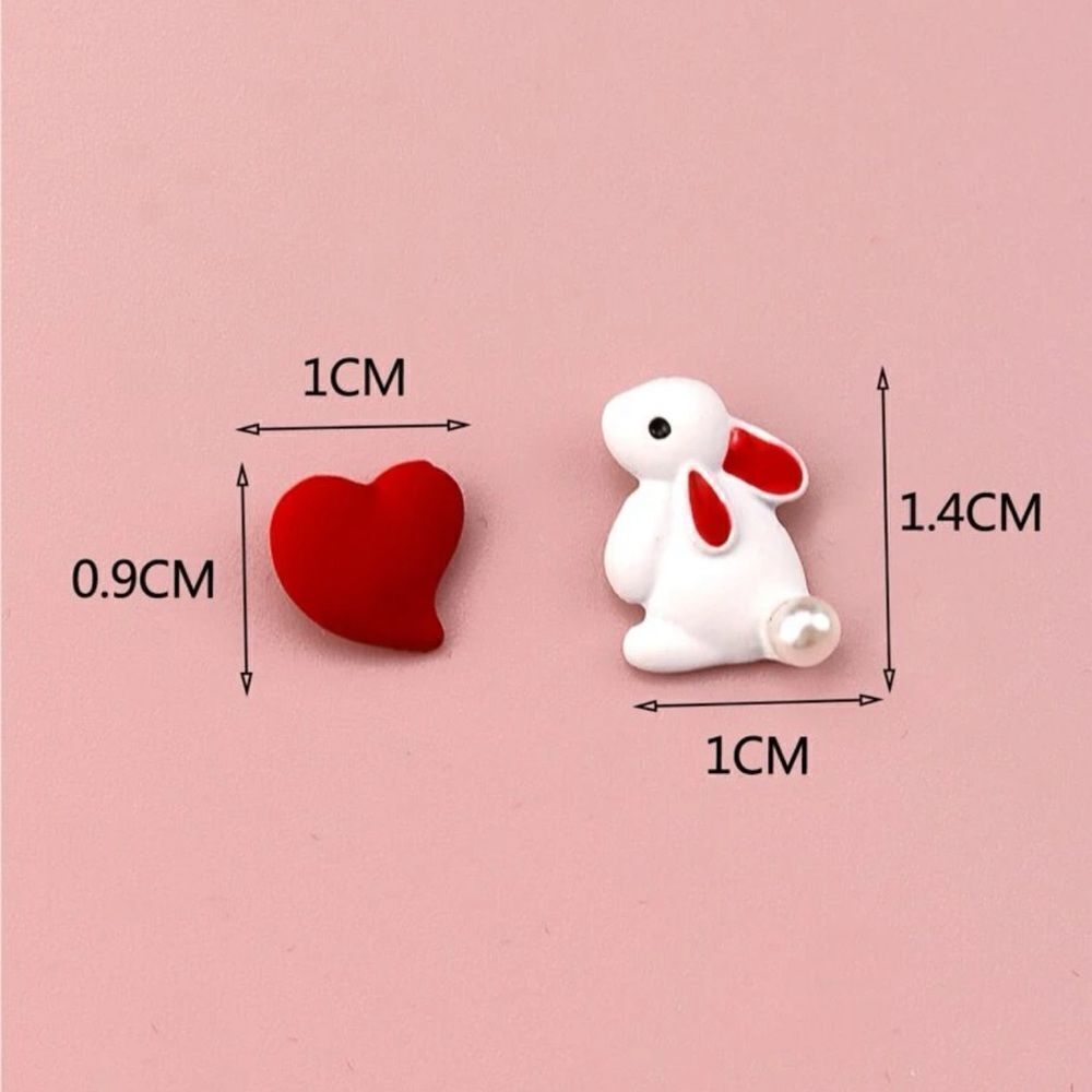 Asymmetric Heart and Rabbit Earrings - Picture 6 of 6